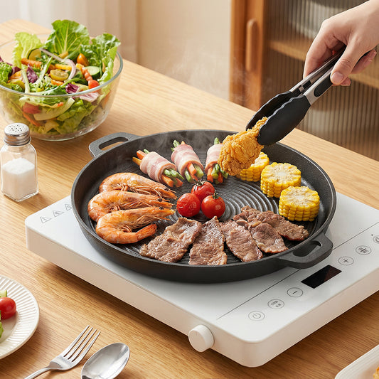 Pre-Seasoned Round Dual-Handle Cast Iron Grill Pan