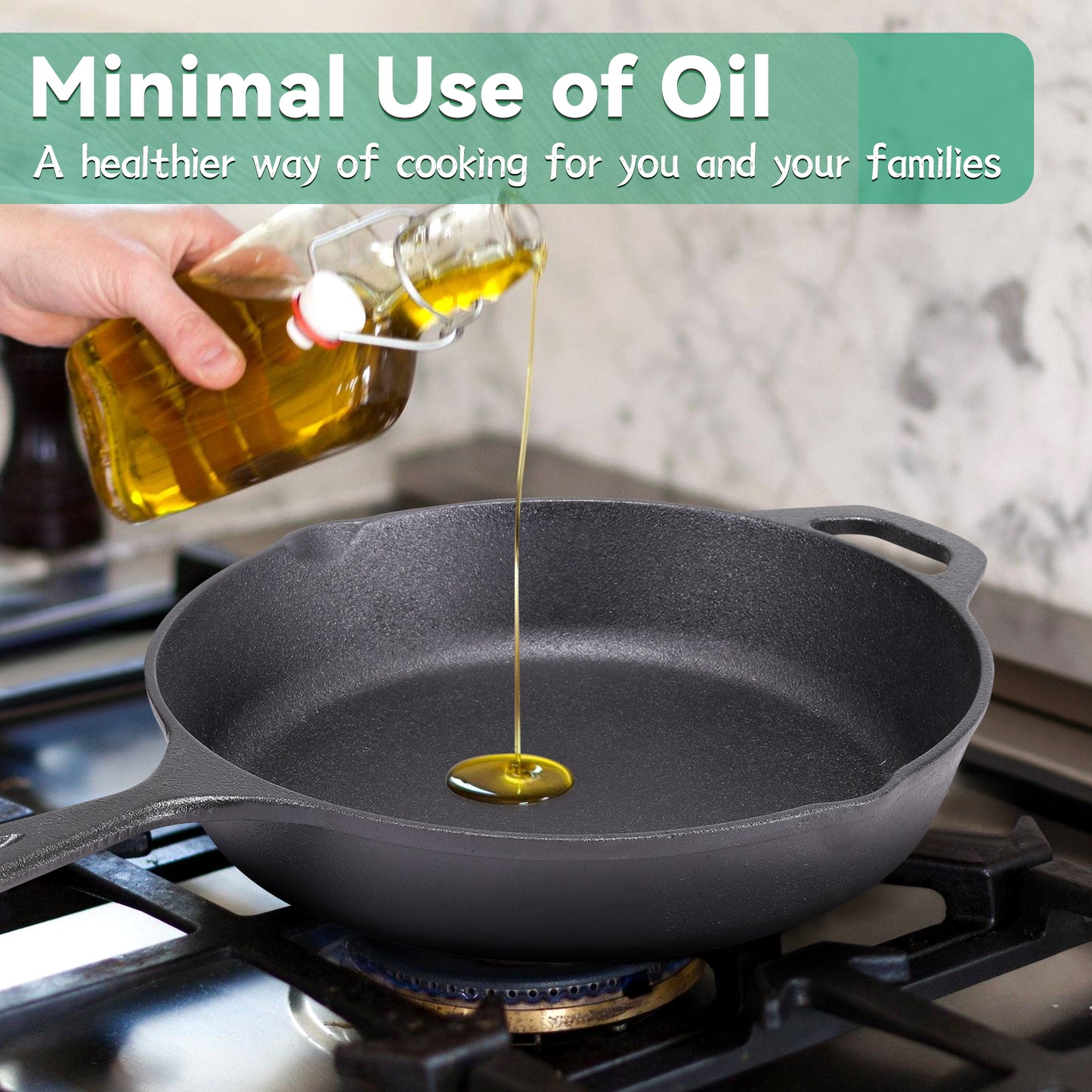 Cast Iron Frying Pan with Handles