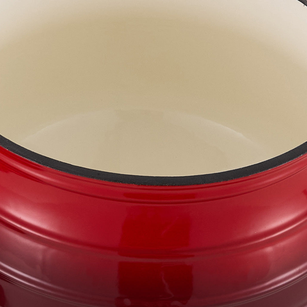 Enameled Cast Iron Cauldron with Lid and Three Legs