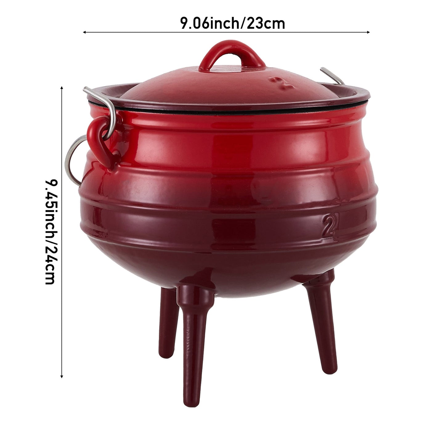 Enameled Cast Iron Cauldron with Lid and Three Legs