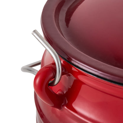 Enameled Cast Iron Cauldron with Lid and Three Legs