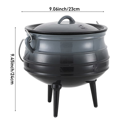 Enameled Cast Iron Cauldron with Lid and Three Legs