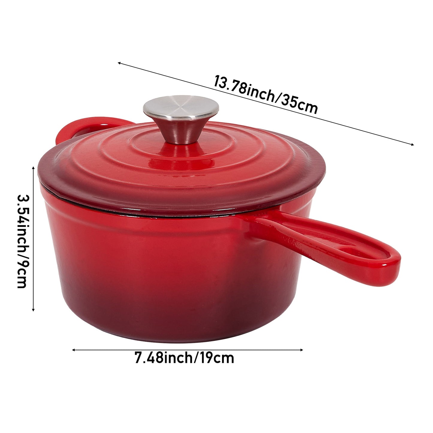 2.5L Enameled Cast Iron Saucepan with Lid