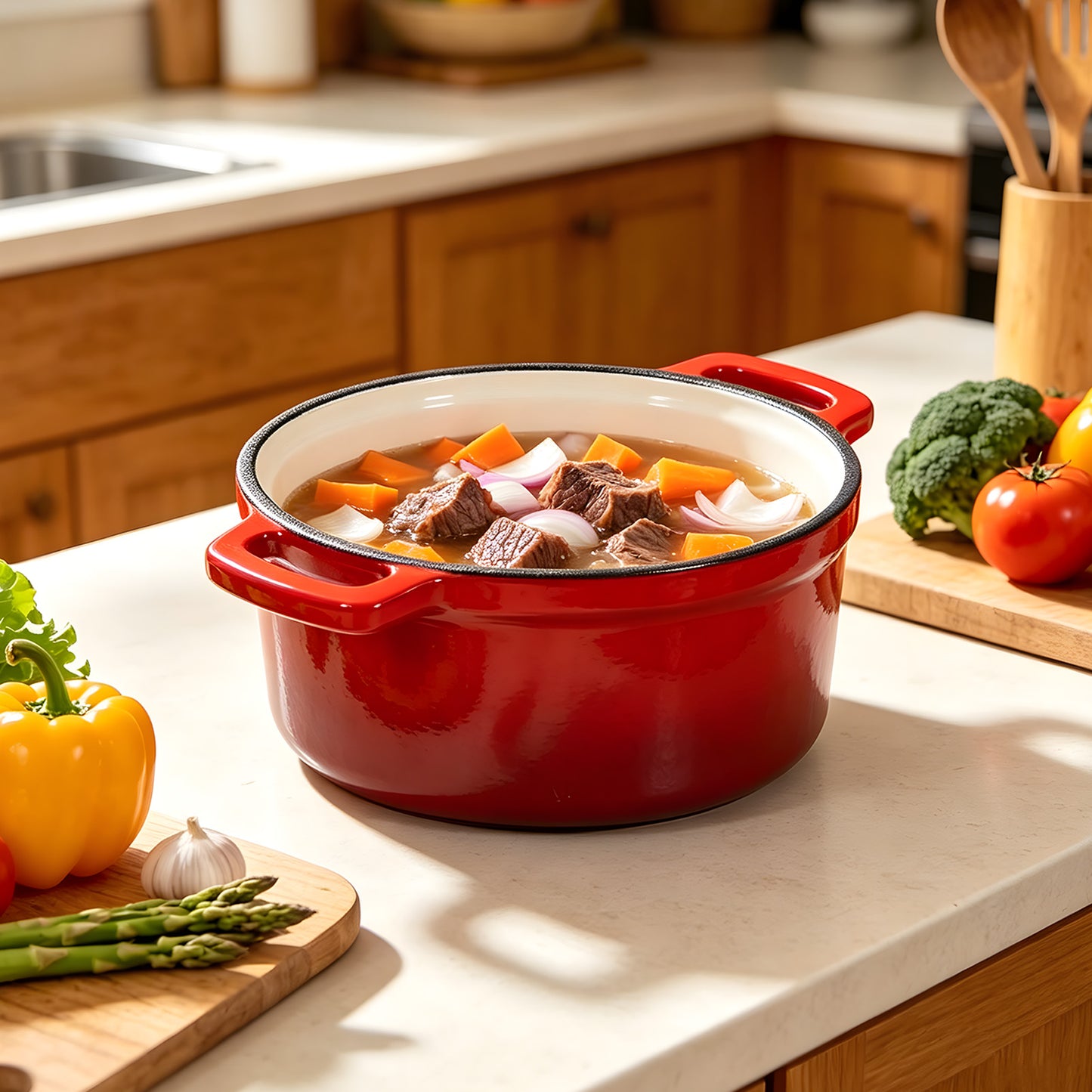 Enamelled Cast Iron Dutch Oven Pot with Lid