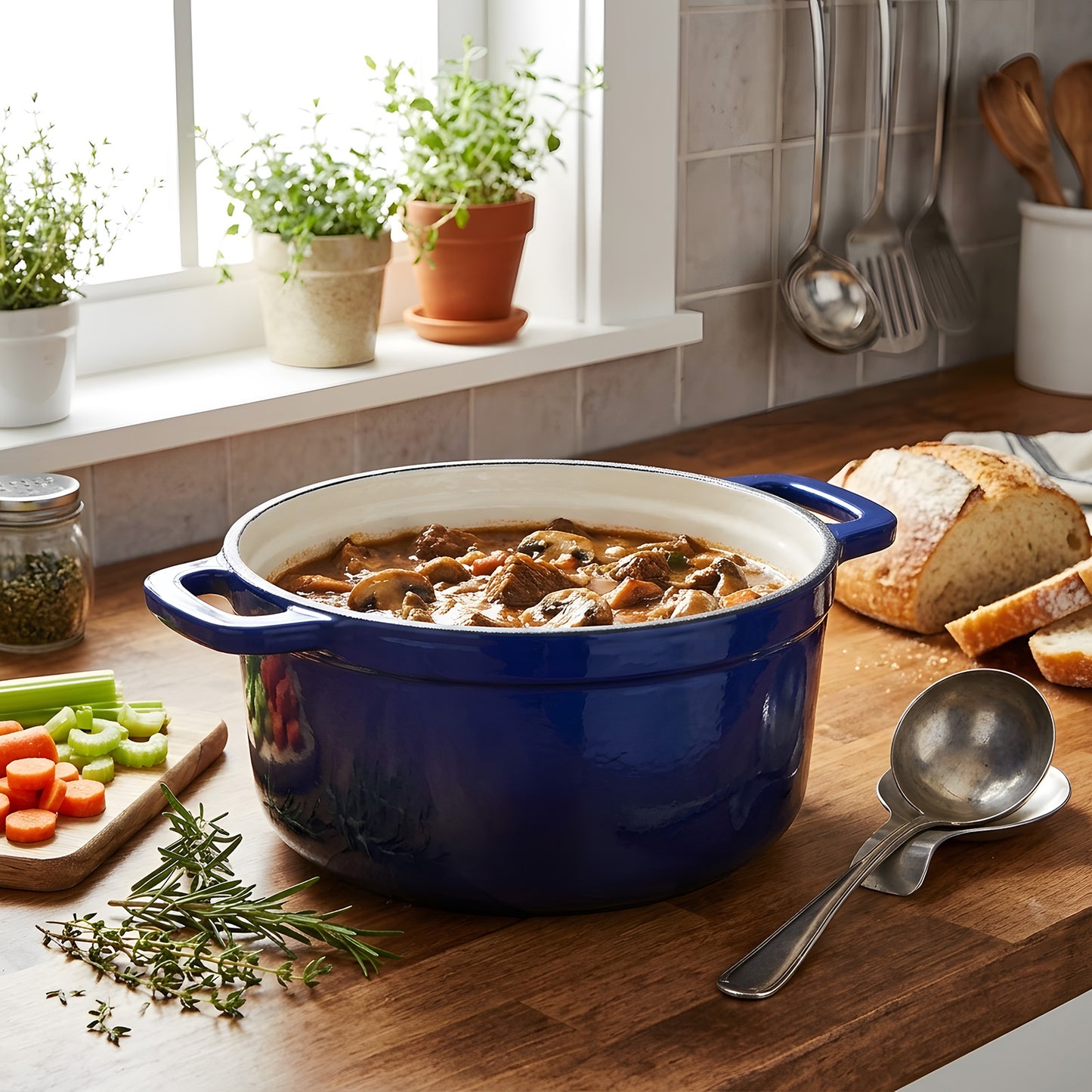 Enamelled Cast Iron Dutch Oven Pot with Lid