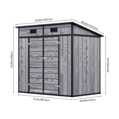 6x4FT Outdoor Plastic Garden Storage Shed