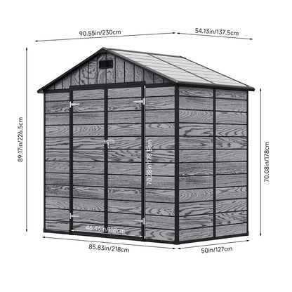 8x4ft Apex Roof Garden PP Tool Shed Outdoor Patio Storage House