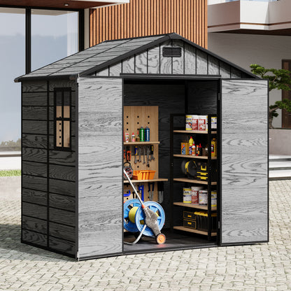 8x4ft Apex Roof Garden PP Tool Shed Outdoor Patio Storage House