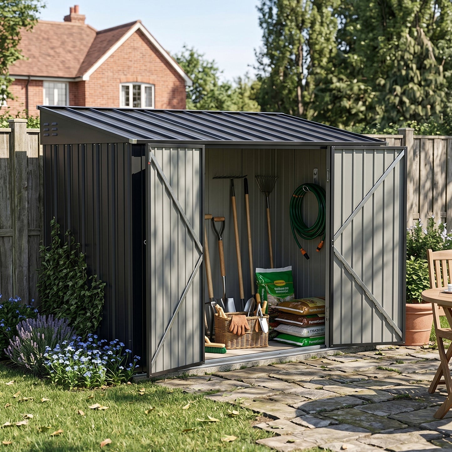 10x5 FT Pent Roof Metal Garden Tool Storage Shed