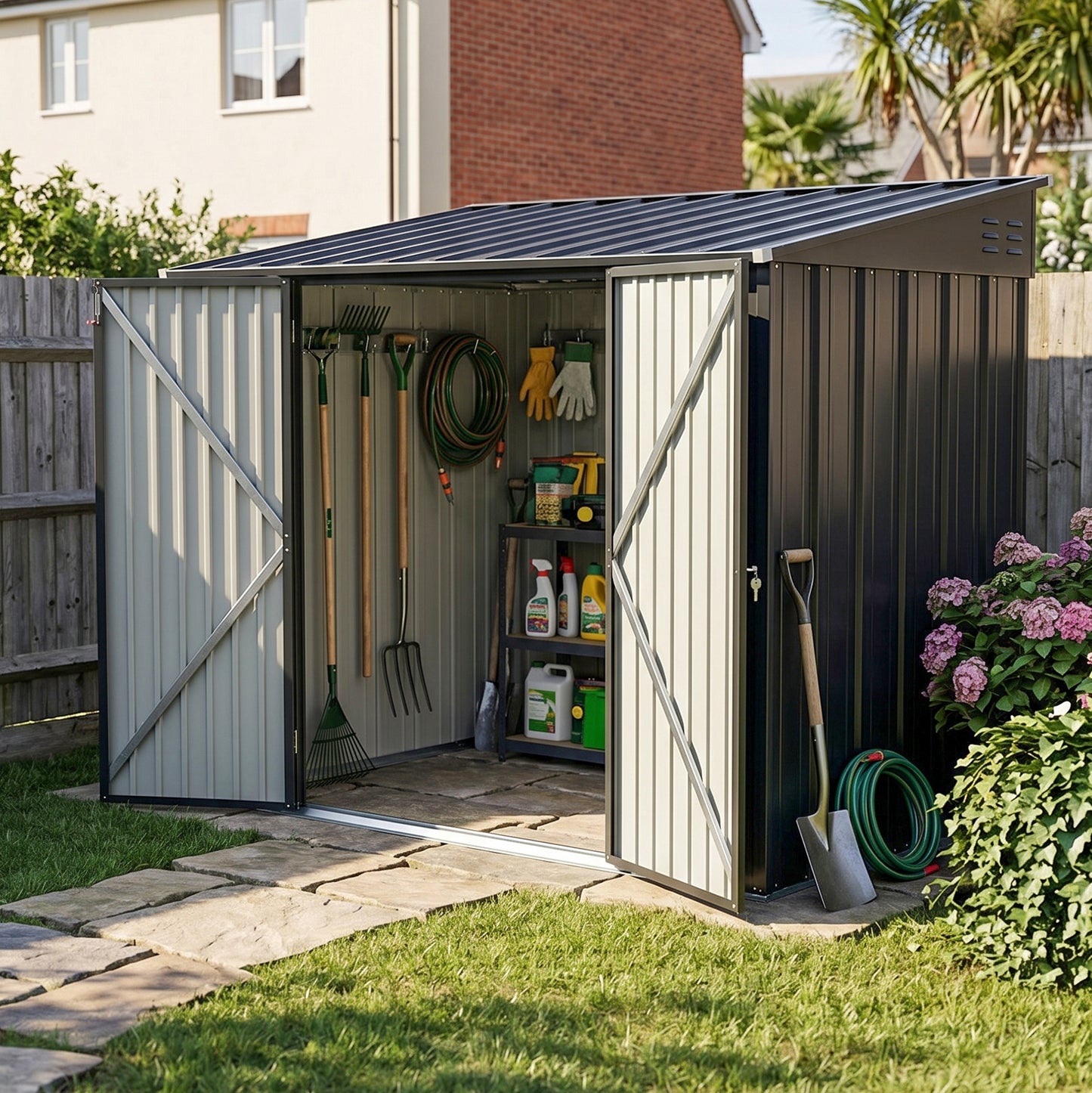 10x5 FT Pent Roof Metal Garden Tool Storage Shed