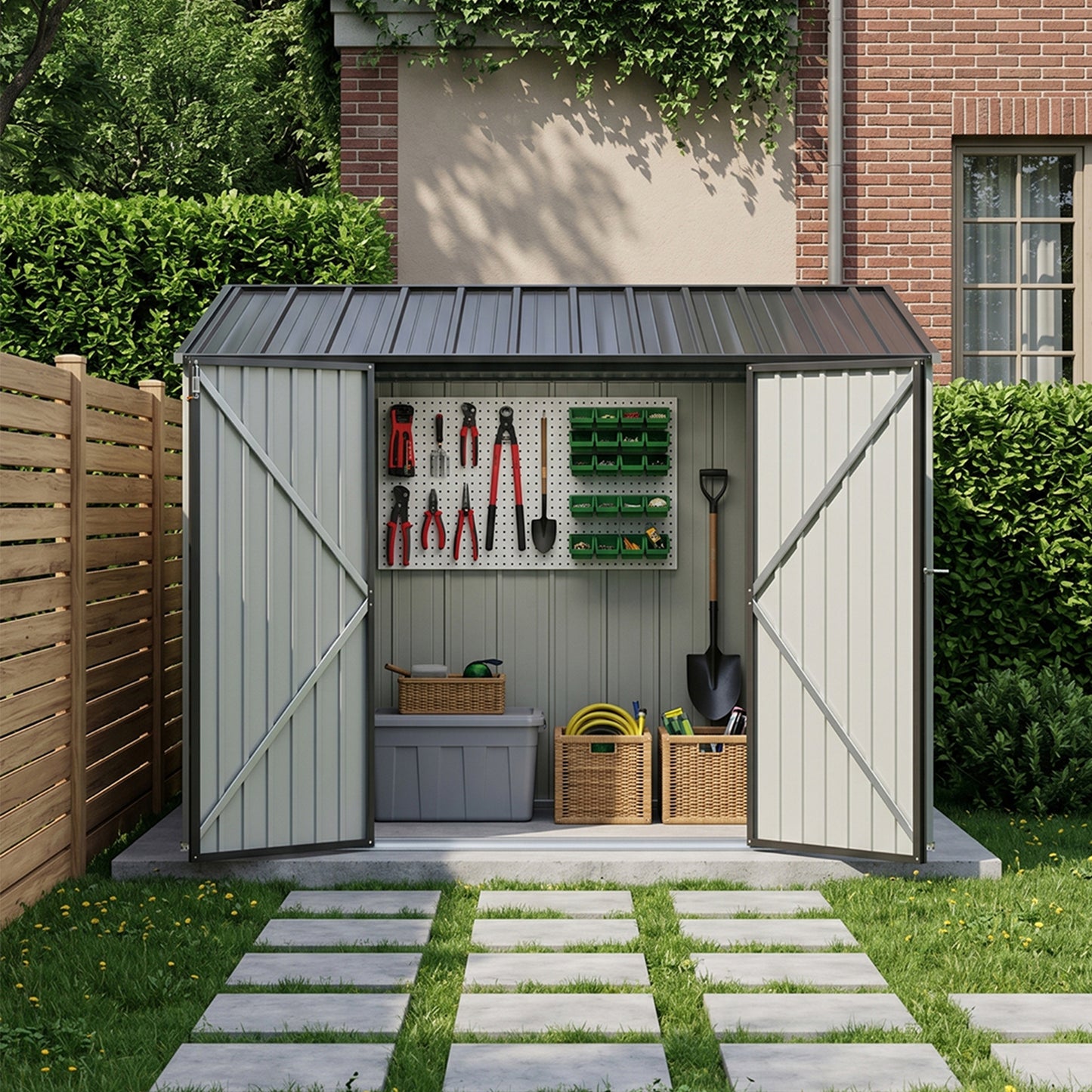 10x5 FT Pent Roof Metal Garden Tool Storage Shed