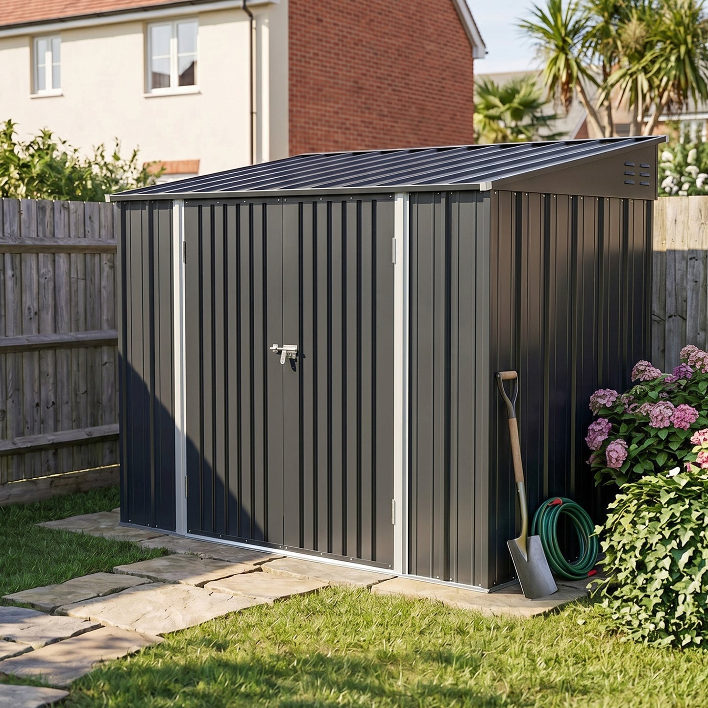 10x5 FT Pent Roof Metal Garden Tool Storage Shed