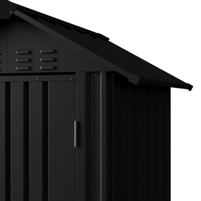 4x4 FT Metal Apex Roof Garden Tool Storage Shed
