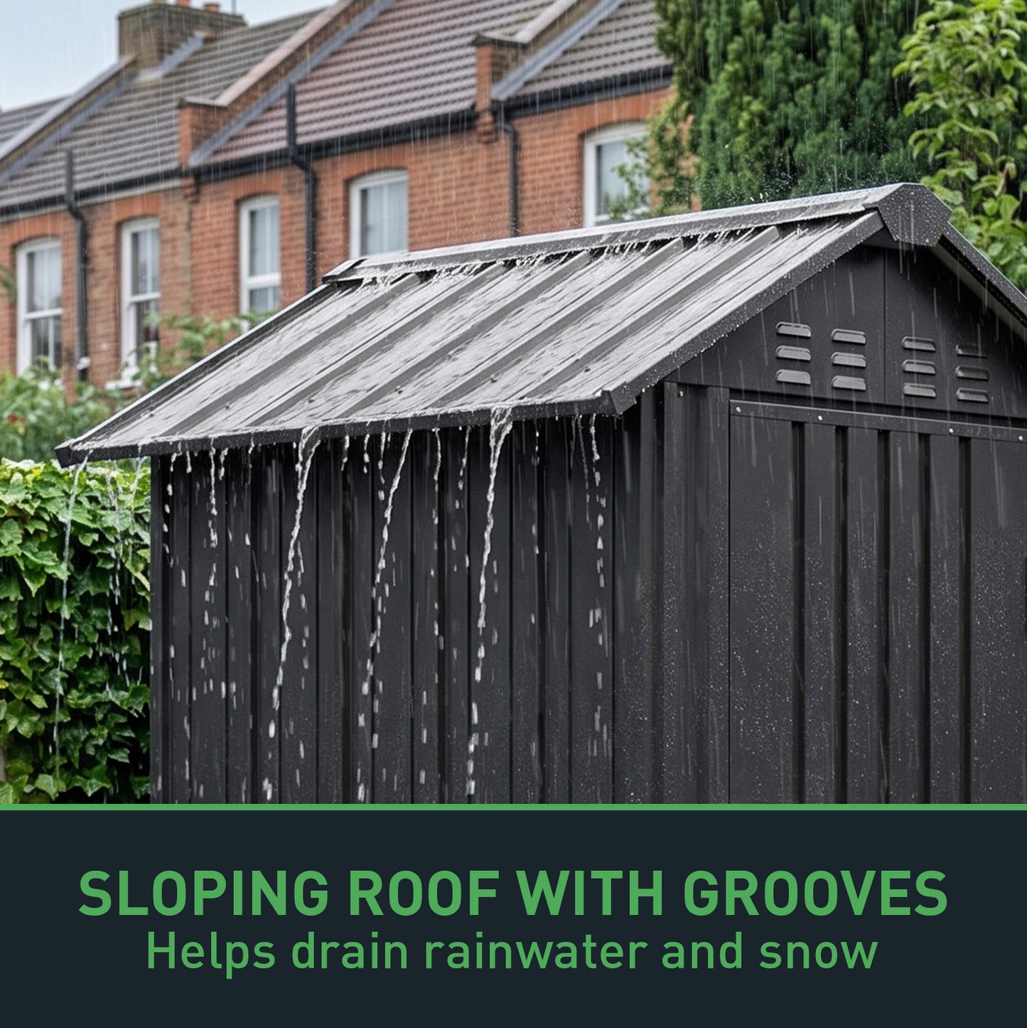 4x4 FT Metal Apex Roof Garden Tool Storage Shed