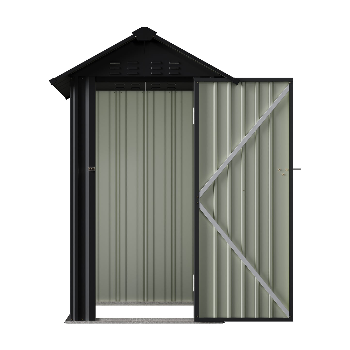 4x4 FT Metal Apex Roof Garden Tool Storage Shed