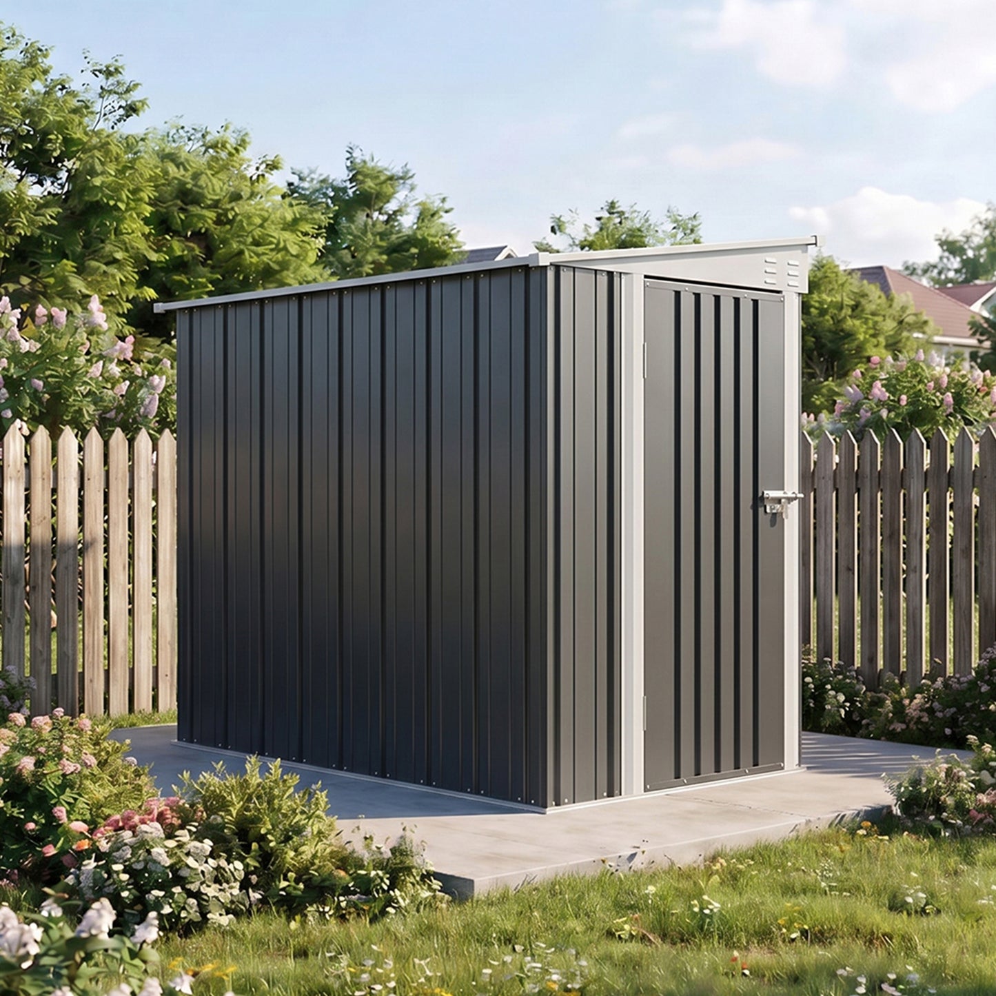 4x6 FT Metal Pent Roof Garden Tool Storage Shed