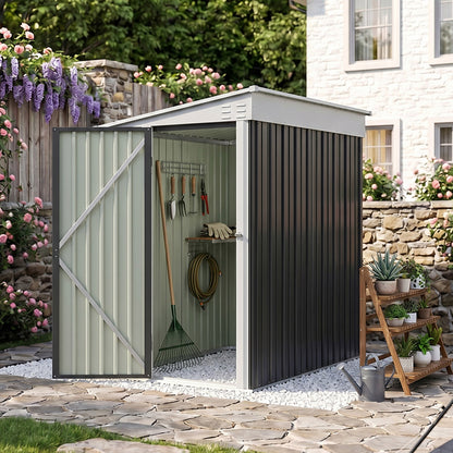 4x6 FT Metal Pent Roof Garden Tool Storage Shed