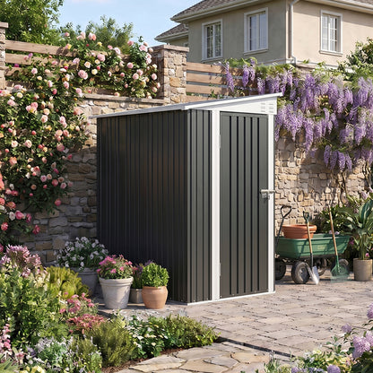 4x6 FT Metal Pent Roof Garden Tool Storage Shed