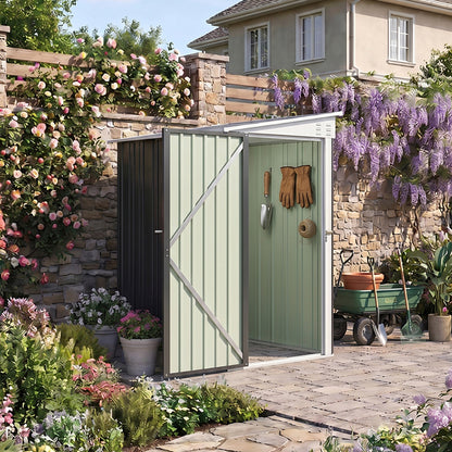 4x6 FT Metal Pent Roof Garden Tool Storage Shed