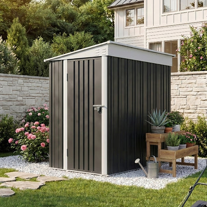 4x6 FT Metal Pent Roof Garden Tool Storage Shed