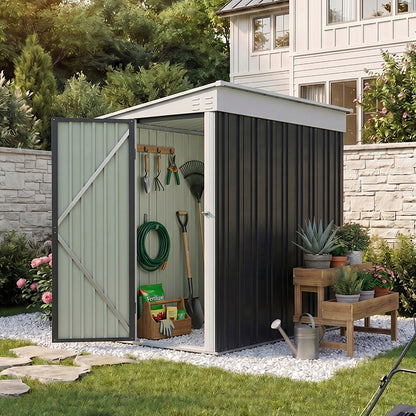 4x6 FT Metal Pent Roof Garden Tool Storage Shed