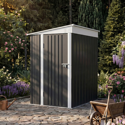 4x6 FT Metal Pent Roof Garden Tool Storage Shed