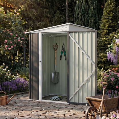 4x6 FT Metal Pent Roof Garden Tool Storage Shed