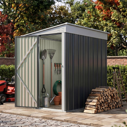 4x6 FT Metal Pent Roof Garden Tool Storage Shed