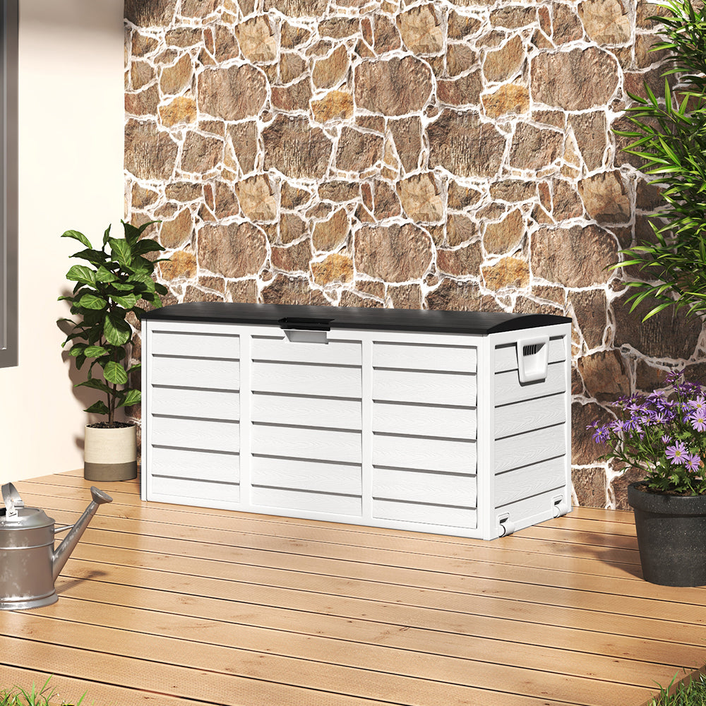 290L Waterproof Large Plastic Garden Storage Box with Wheels