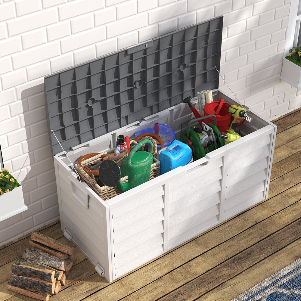 290L Waterproof Large Plastic Garden Storage Box with Wheels