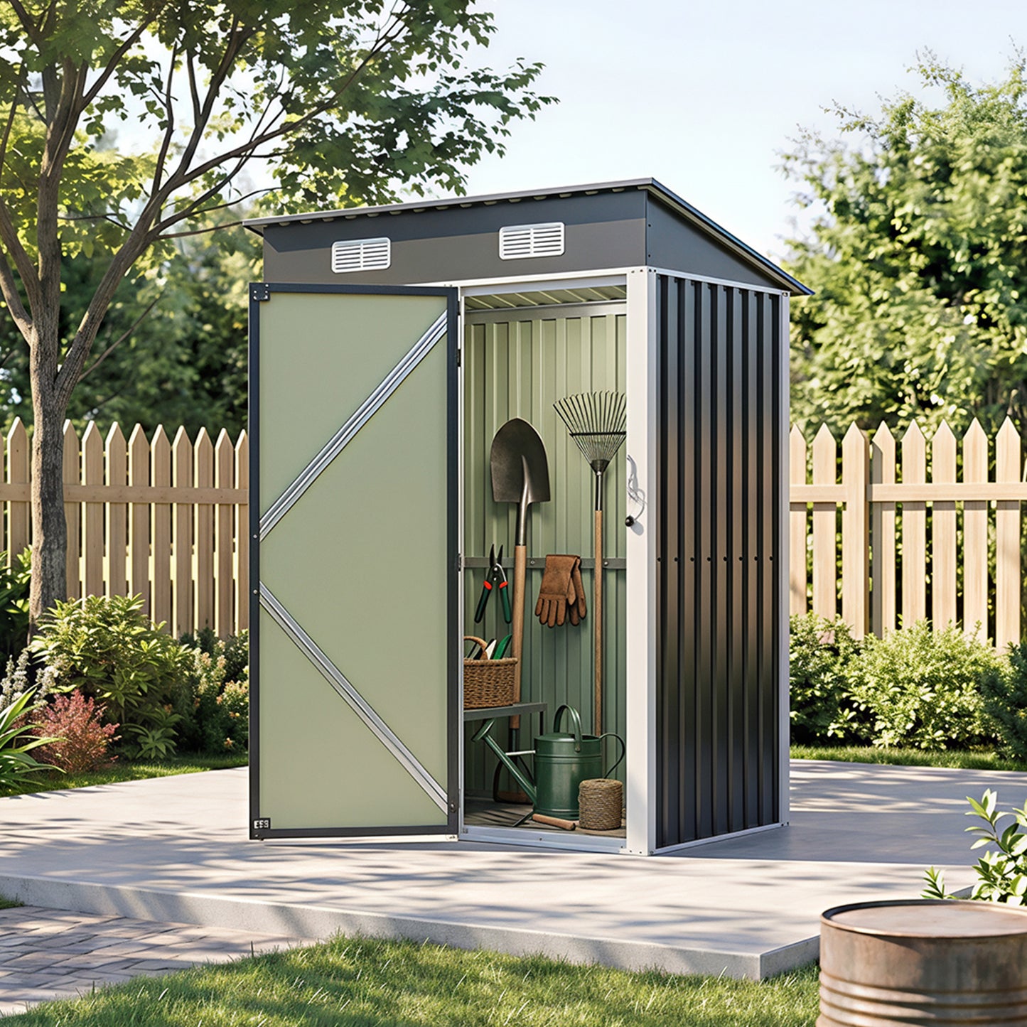 5 x 3FT Metal Garden Storage Shed with Lockable Door
