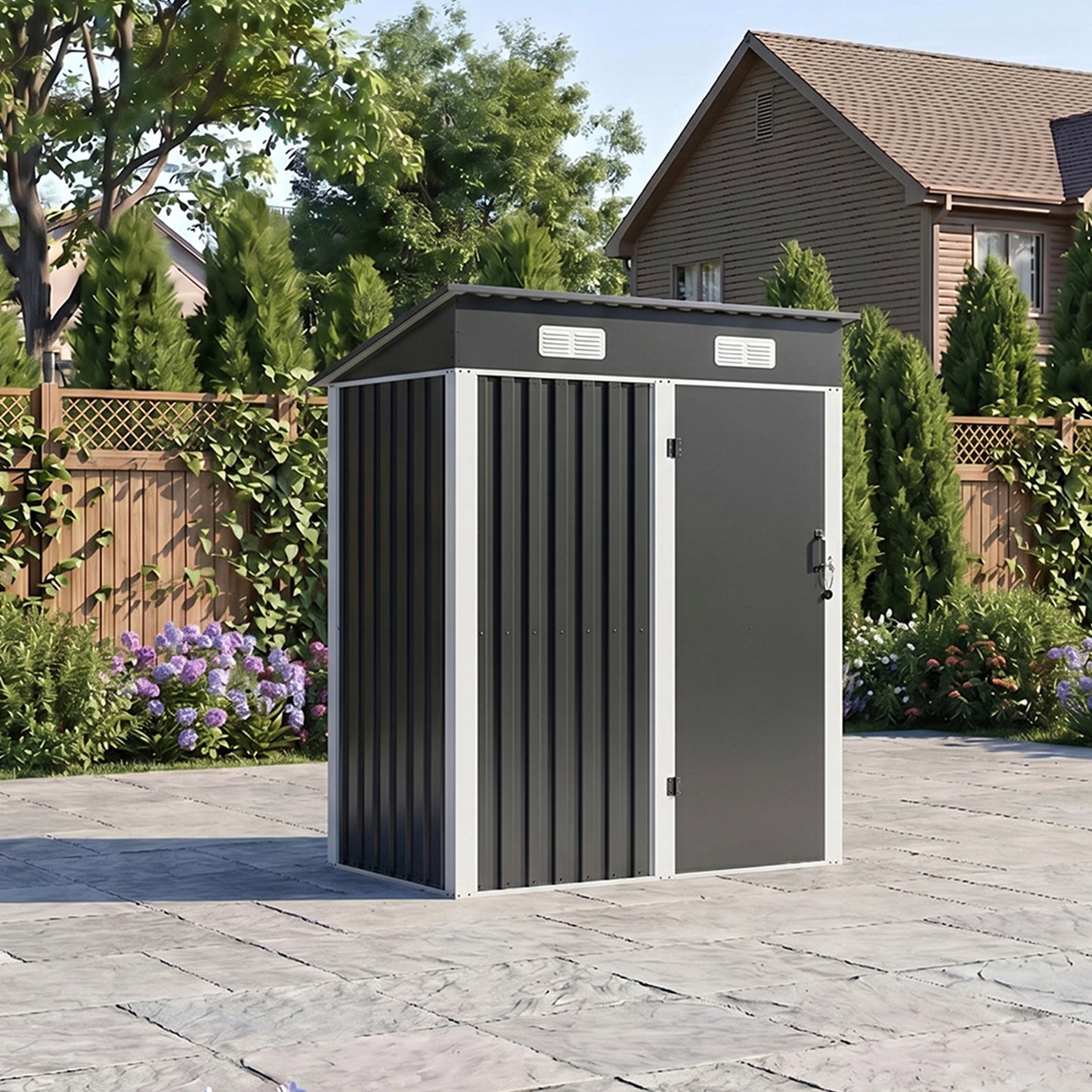 5 x 3FT Metal Garden Storage Shed with Lockable Door