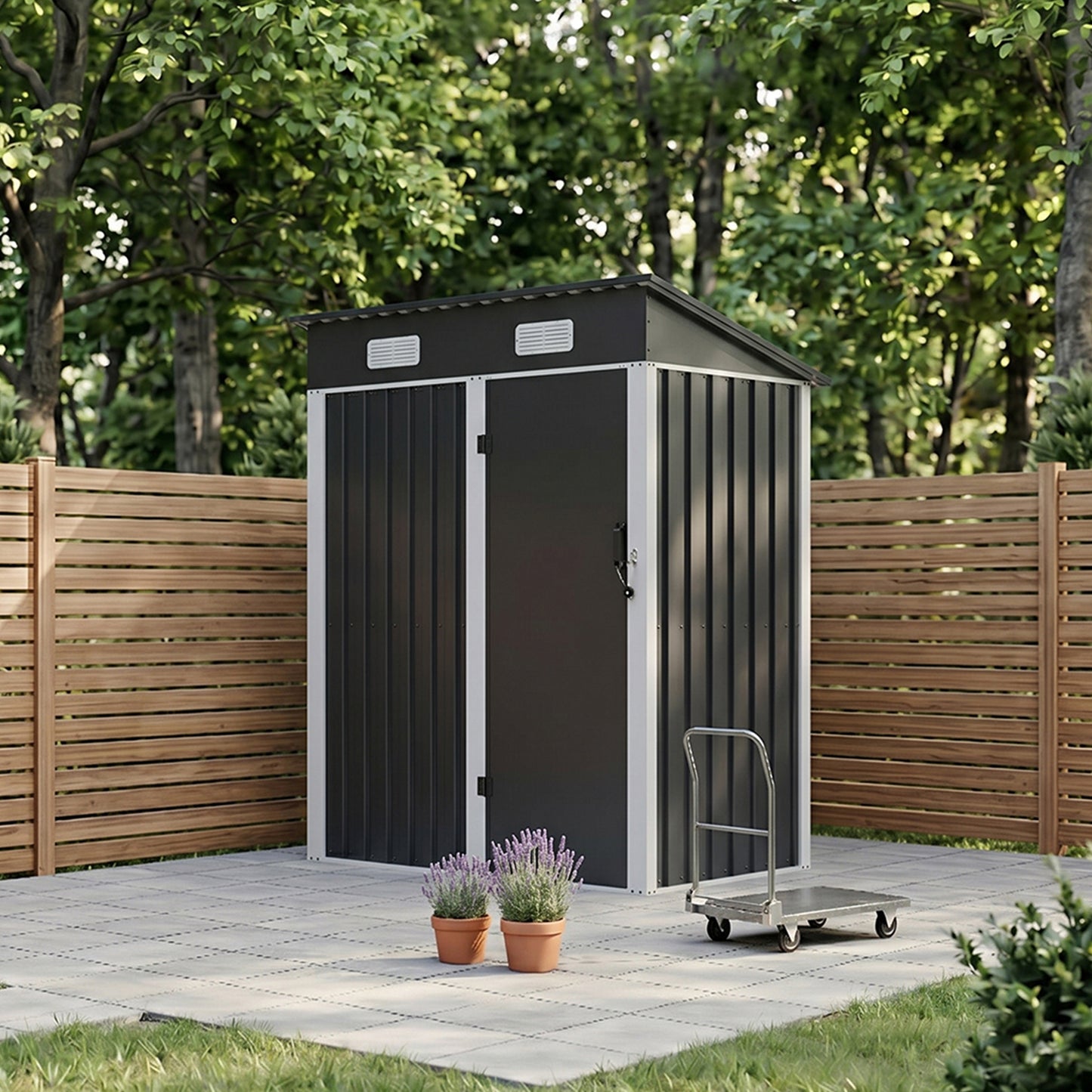 5 x 3FT Metal Garden Storage Shed with Lockable Door