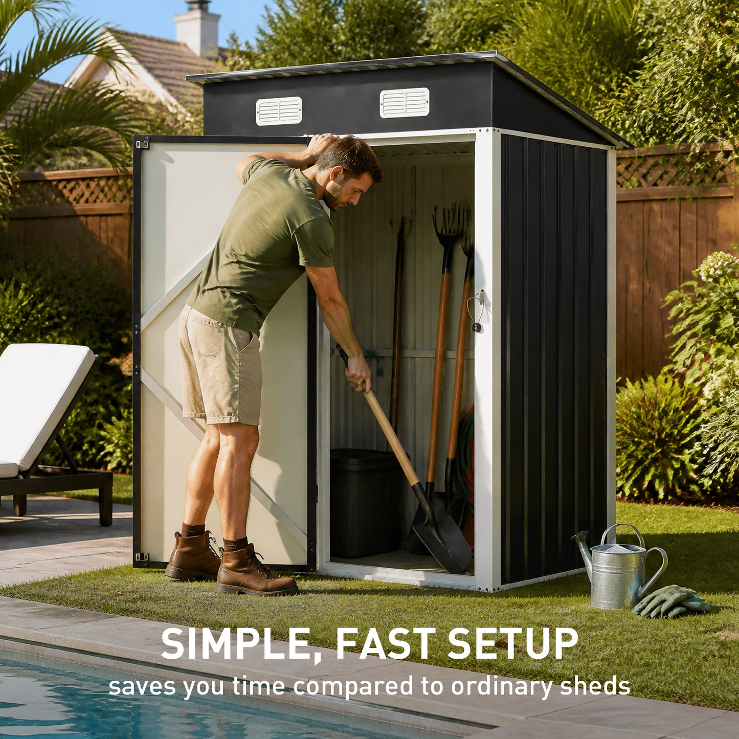 5 x 3FT Metal Garden Storage Shed with Lockable Door