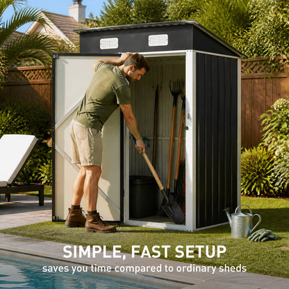 5 x 3FT Metal Garden Storage Shed with Lockable Door