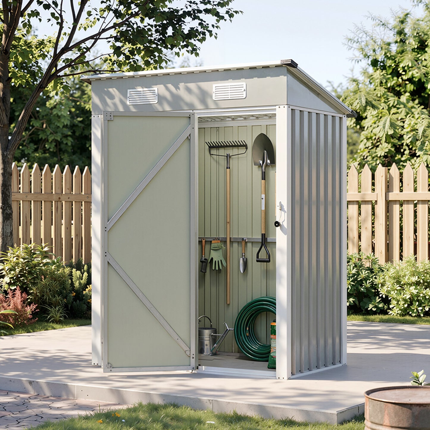 5 x 3FT Metal Garden Storage Shed with Lockable Door