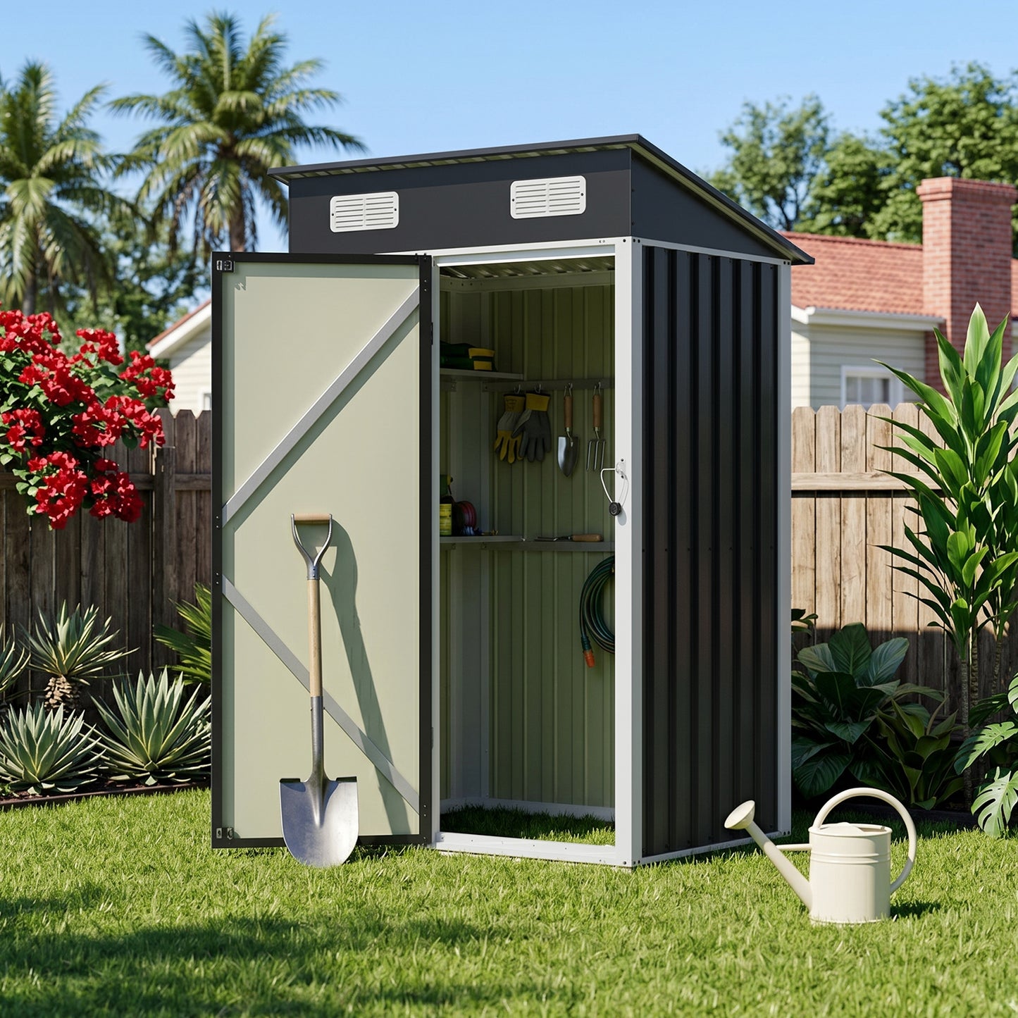 4 x 3FT Metal Garden Storage Shed with Lockable Door