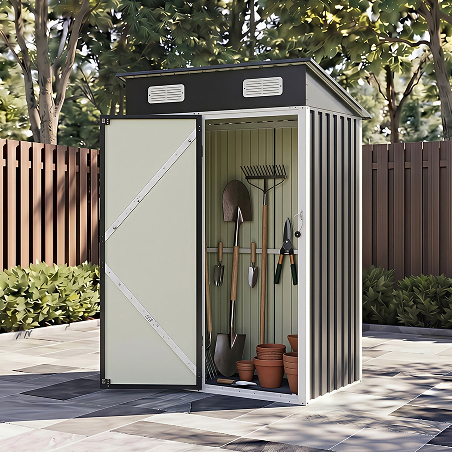 4 x 3FT Metal Garden Storage Shed with Lockable Door
