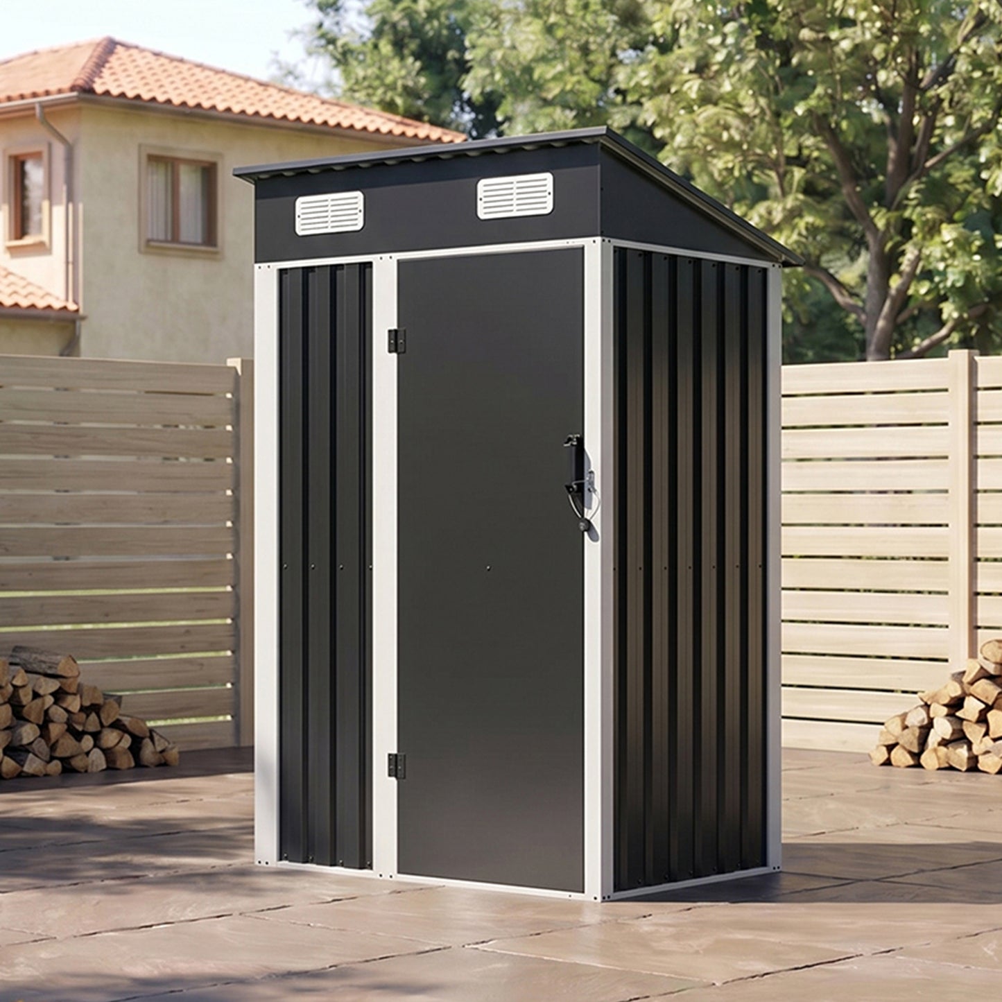 4 x 3FT Metal Garden Storage Shed with Lockable Door