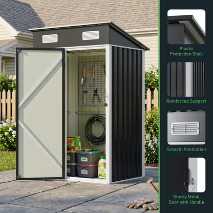 4 x 3FT Metal Garden Storage Shed with Lockable Door
