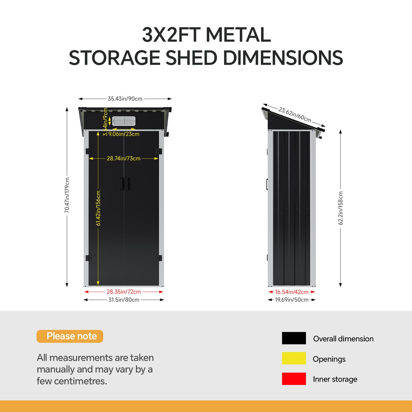3x2FT Outdoor Metal Garden Storage Shed