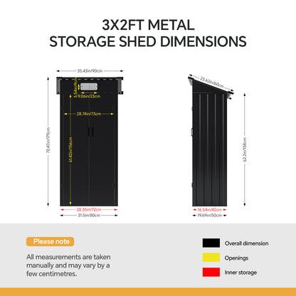 3x2FT Outdoor Metal Garden Storage Shed