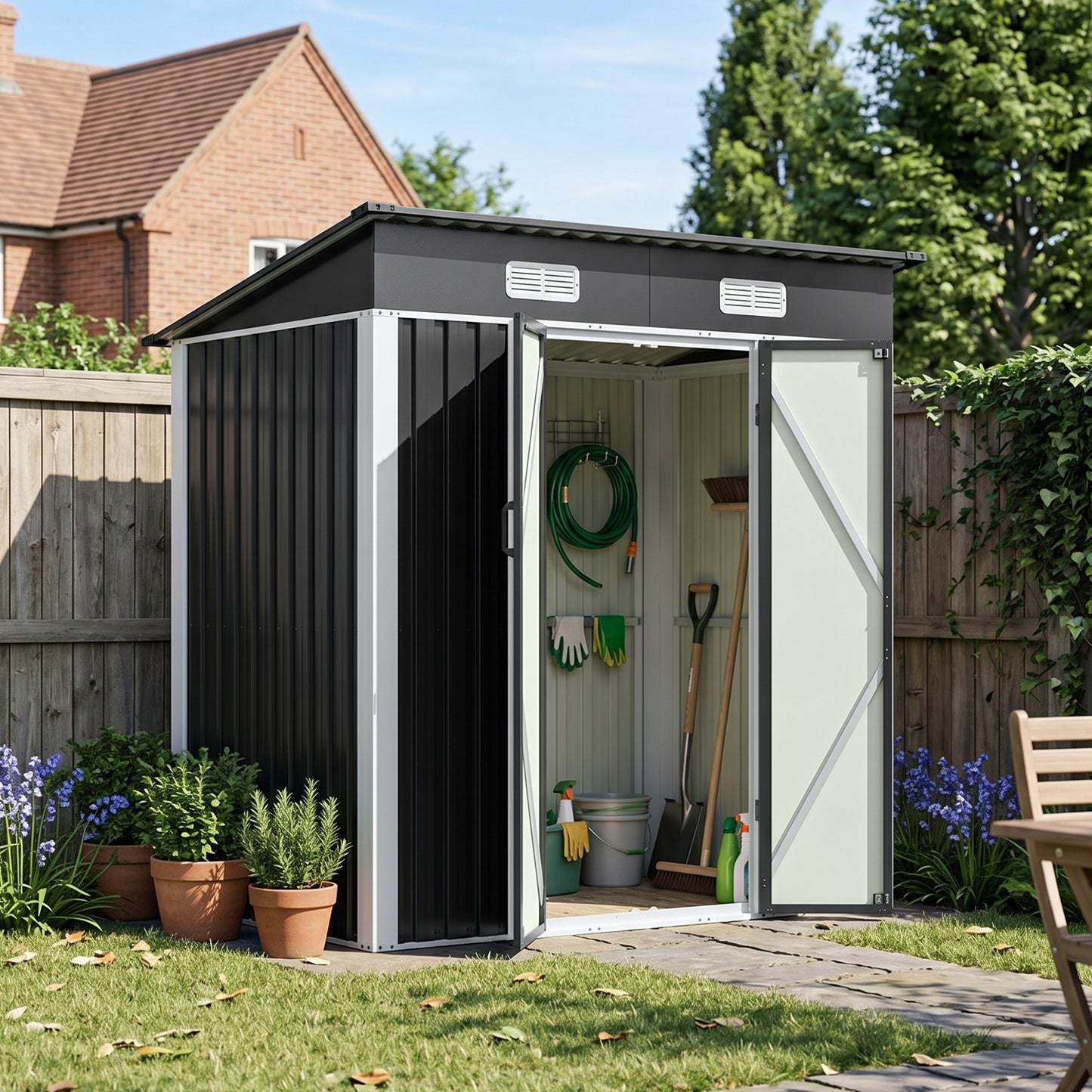6x4FT Outdoor Metal Garden Storage Shed