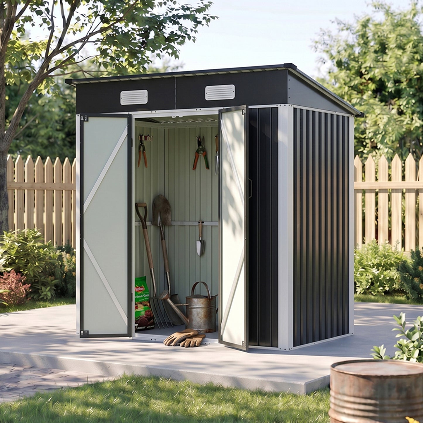 6x4FT Outdoor Metal Garden Storage Shed