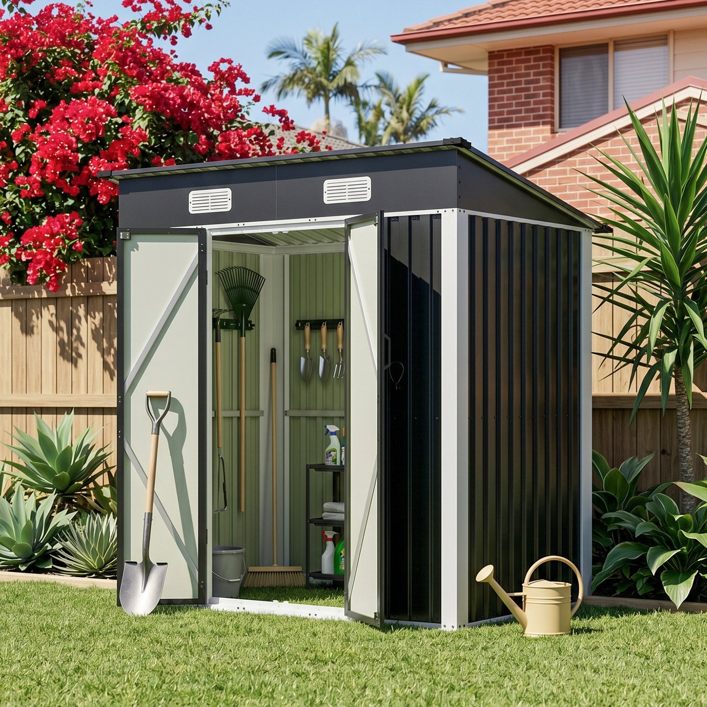 6x4FT Outdoor Metal Garden Storage Shed