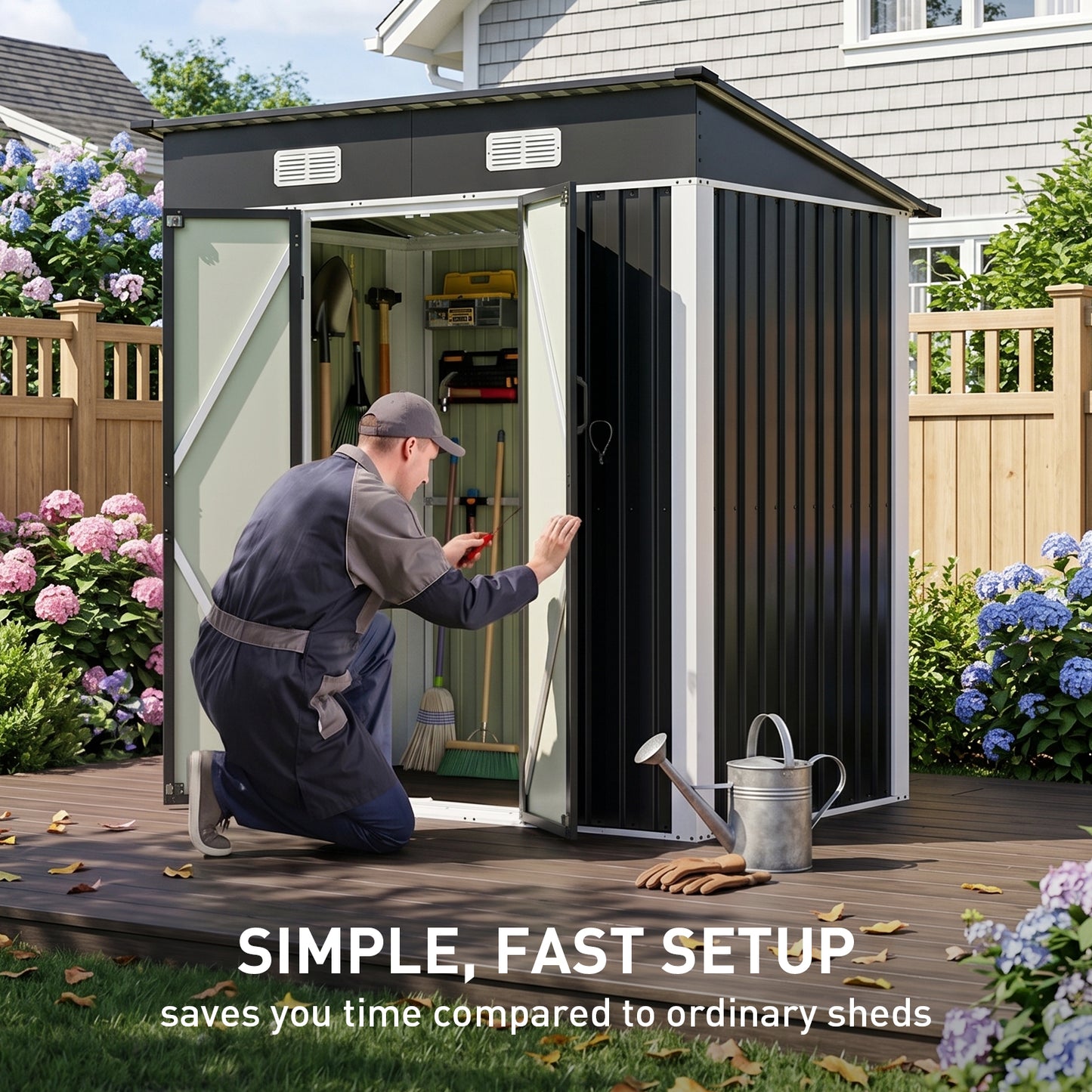 6x4FT Outdoor Metal Garden Storage Shed