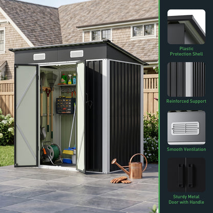 6x4FT Outdoor Metal Garden Storage Shed