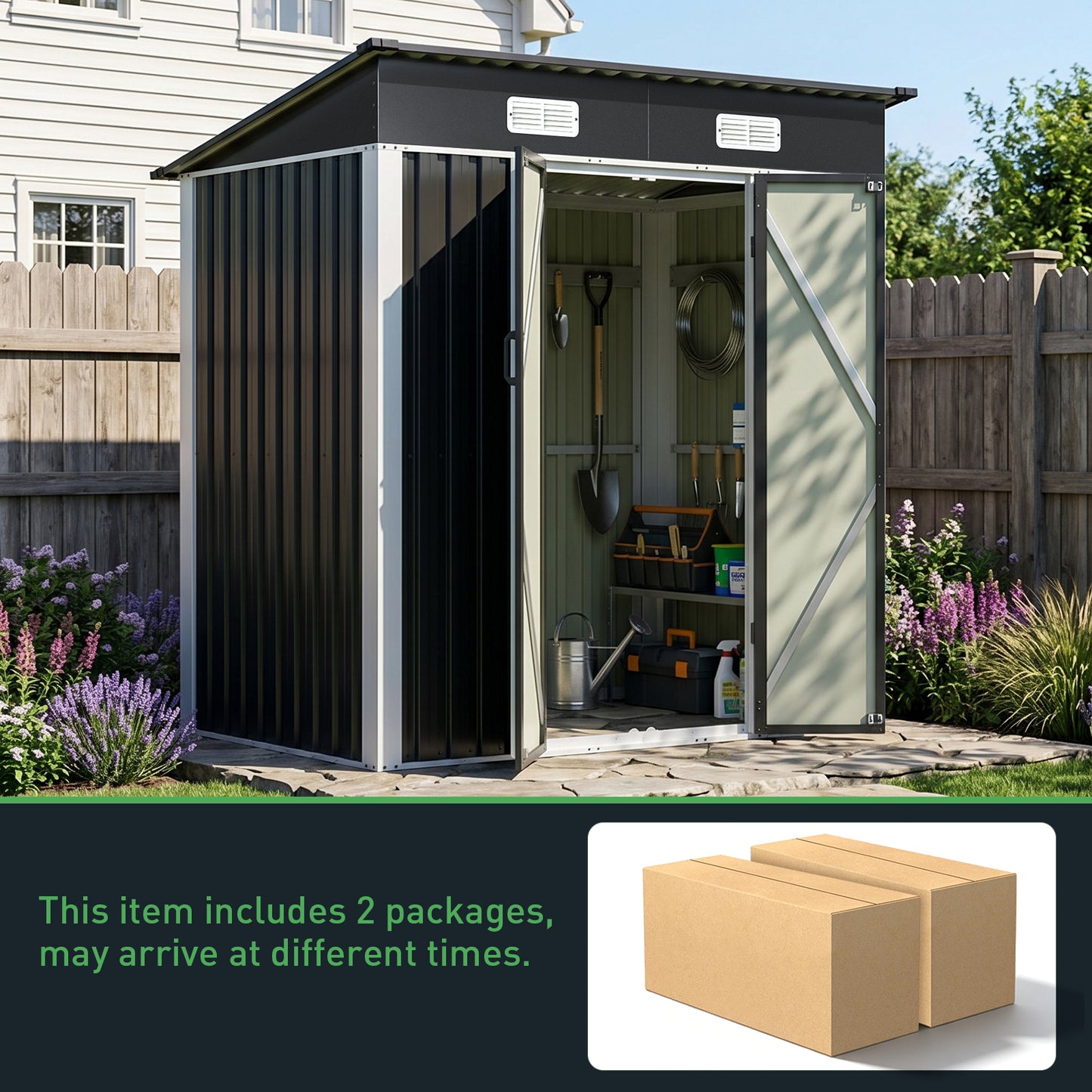 6x4FT Outdoor Metal Garden Storage Shed