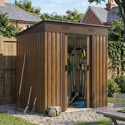 4 x 6FT Metal Pent Roof Garden Tool Shed