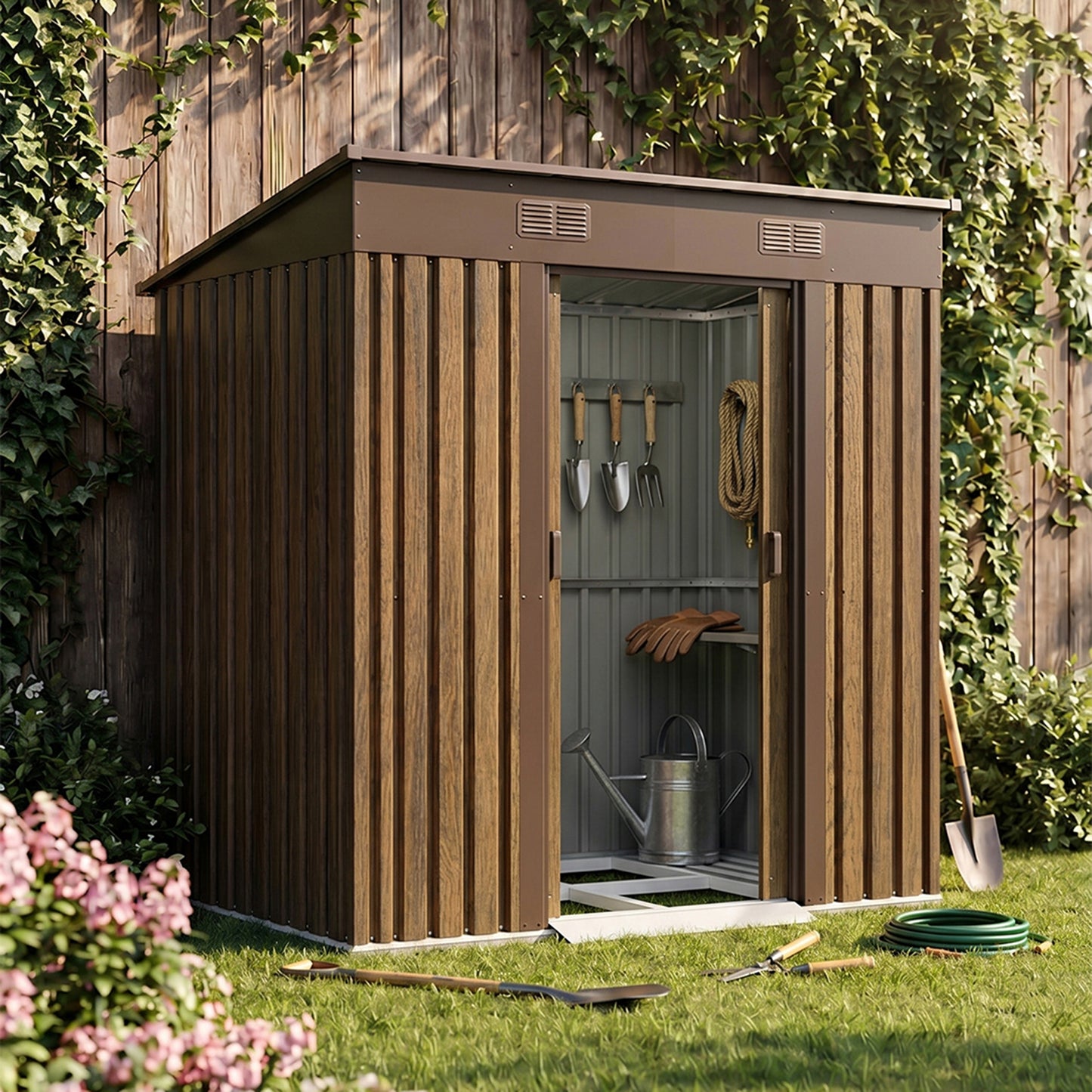 4 x 6FT Metal Pent Roof Garden Tool Shed